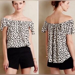Maeve Black and White Off-Shoulder Blouse size M 100%Rayon